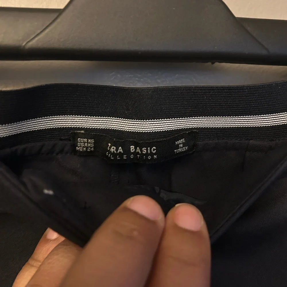 Zara pants - navy straight leg ankle length elastic back NWT - Picture 7 of 11